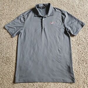 Nike Tiger Woods Collection Shirt Mens Medium Gray Dri-fit TW Golf Snap